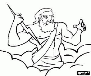 Zeus,rey de dioses del Olimpo para colorear, pintar e imprimir
