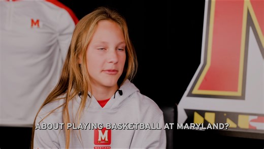 Junior Reporter Carsten asking Saylor Poffenbarger some great questions! ❤️🐢 | Maryland Women's Basketball