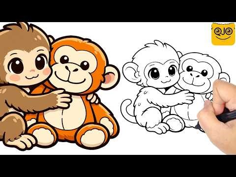How To Draw Baby Monkey Punch | QJO Drawings