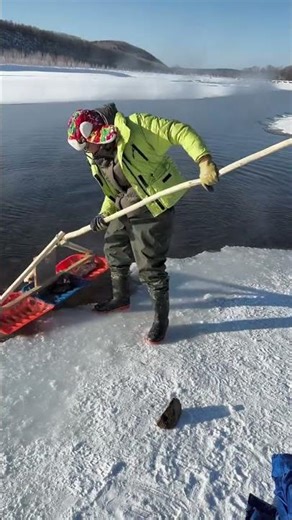 This Man's Frozen River Fishing Skill Is Insane🐠🔥🐟🎣,path,013