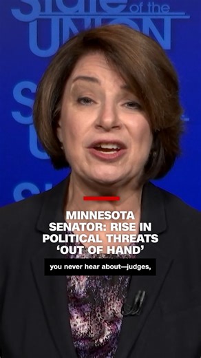 In an interview with CNN's Dana Bash, Sen. Amy Klobuchar spoke out against online threats aimed at lawmakers following the shooting deaths of State Rep. Melissa Hortman, the leading Democrat in the Minnesota House, and her husband Mark. Gov. Tim Walz described the killings as a "politically motivated assassination" and said the same suspect shot Democratic state Sen. John Hoffman and his wife, both of whom survived. Read the latest updates on the shooting investigation: https://cnn.it/44fK5F0 | 