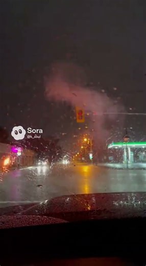 Lightning Struck the Traffic Light… Sparks Fell on My Car!