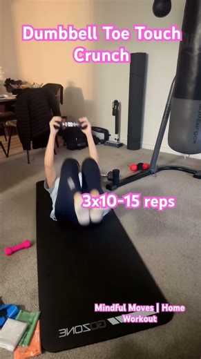 Dumbbell Toe Touch Crunch | Core Burner 🔥 #trending #homeworkout #fitnessshorts #nojumpingworkout