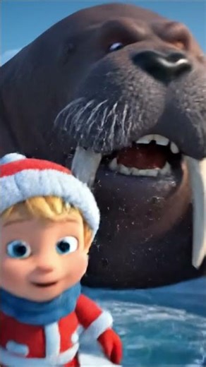Giant WALRUS Attacks Kid! 🧊 Tim's Tap Stops the Tusks! #shorts