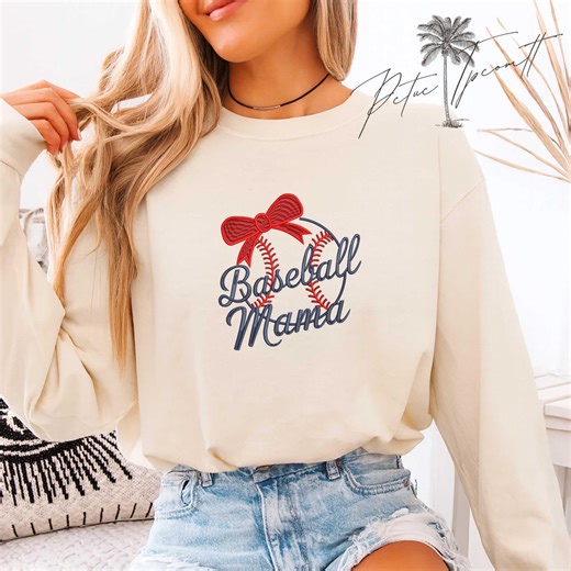 Baseball Mama Embroidery Design, Baseball Mom Stitch Pattern, Sports Mom Embroidery, Bow Baseball Embroidery, Instant Download File - Etsy