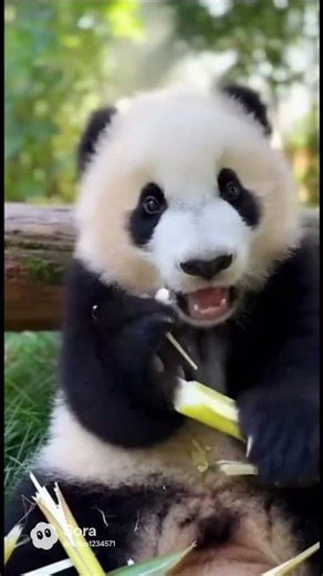 Panda eating bamboo up close action shot #music #animals #panda #bamboo oo