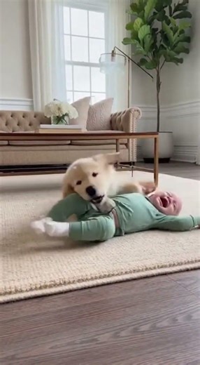 Baby & Puppy Floor Fun😄 | Energetic Twists | Sweet Interaction 😄🐾👶