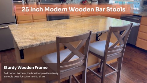 COLAMY Upholstered Counter Height Bar Stools Set of 6, Modern Kitchen Island Barstools Chairs with Cross Back and Wood Legs for Dining Room Bar, Dark Grey