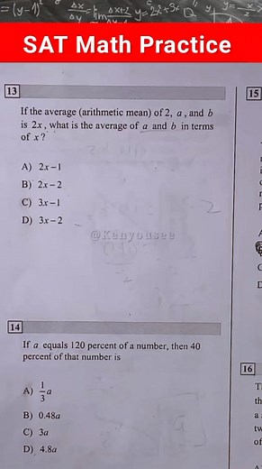 4.9K views · 35 reactions | Averages and Means Your SAT/ACT Math Tutor ‼️ Looking for Math problems and questions? Here's a bunch of free resources for you to test your math skills.. #kenyousee #SATmathpractice #GSCEmathpractice #ACTmathpractice #math #algebra #geometry #trigonometry #calculus #mathtutor #mathhelp #EducationalContent | Ken you see | Facebook