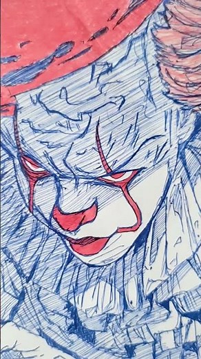 This Pennywise 🎈 Drawing Is Terrifying 😨 #Shorts #Pennywise #ITMovie #HorrorArt #DrawingShorts