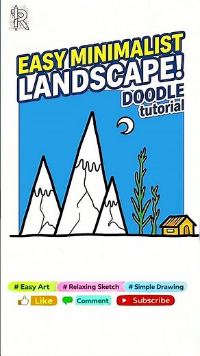 Easy Minimalist Mountain Scenery 🏔️ | Simple Doodle Art #shorts
