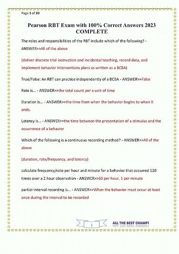 Pearson RBT Exam with 100 Correct Answers 2023 COMPLETE video