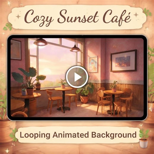 Animated Background Sunset Cafe Loop | Cozy Lofi Ambience, Anime Kawaii Style | Video for Streams, Study, Chill Scenes - Etsy Canada