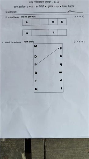 Class PP English 1 unit Test 2026 | Class Pp 1 unit Test English Question Paper 2026 | Class Pp