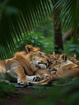 Lion Sleeping || Lion Family Taking Rest || Lion family Sleeping Together ||