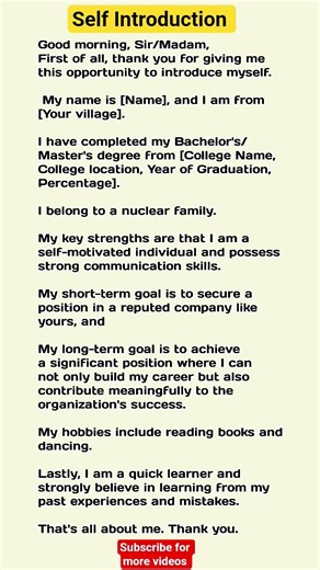 Self Introduction in English | Job Interview Self Introduction | Easy English with GK #shorts