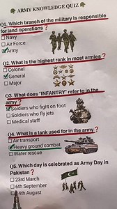 Army Knowledge Quiz part 3 #army #usa #mathsquiz #quiz #foryoupage #math #brainchallenge #mindtest #quiztime #quizchallenge #dailyquiz #funmath #testyourbrain #quizreels #viralquiz #knowledgecheck #smartmath | Mr quiz | Facebook