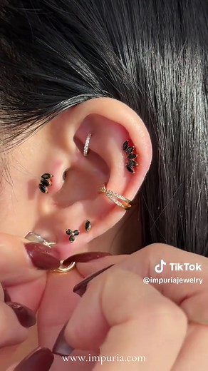 Curate an Onyx Stack with Cartilage Earrings and Piercing Jewelry from Impuria.com 💖 #piercings #piercingtok #piercinglovers #safepiercings #earrings @brirosia
