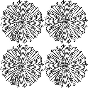 Placemats Set of 4, 15 inch Non Slip Heat Resistant Spider Web Table Place Mats, Black Dinner Place Mats Indoor Set of 4 Washable for Party Table Decoration