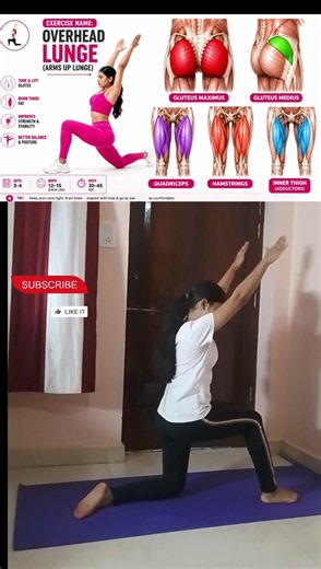 🔥 Overhead Lunge | Glute & Thigh Exercise