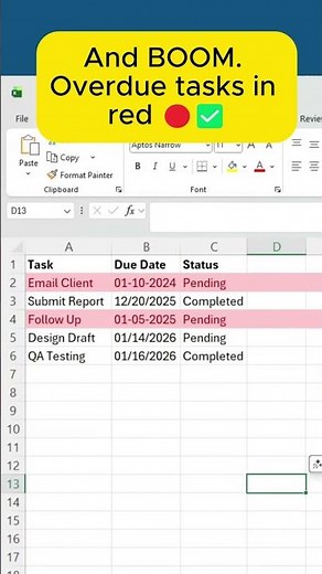This Excel VBA Script Catches Every Overdue Task #excel #vba #shorts