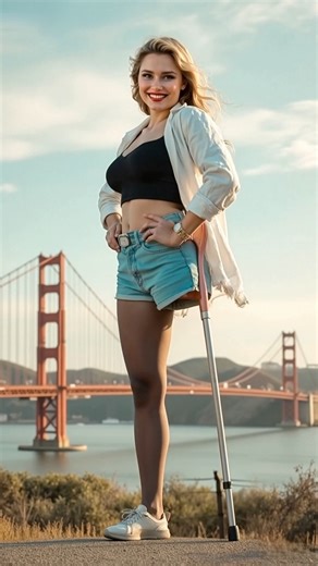 Amputee Charm on Instagram: "#amputeewoman #shd Placing the residual limb on the crutch for support enables very flexible walking."