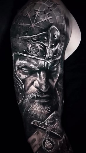 How amazing is this Viking sleeve by Adem Tattoo using Killer Ink supplies! ⚔️ #killerink #killerinktattoo #killerinktattoosupplies #tattoo #viking | Killer Ink Tattoo