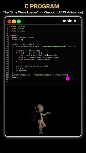 The Most Satisfying Loading Screen in C 〰️🟩 cprogramming #codingaesthetic satisfying #shorts