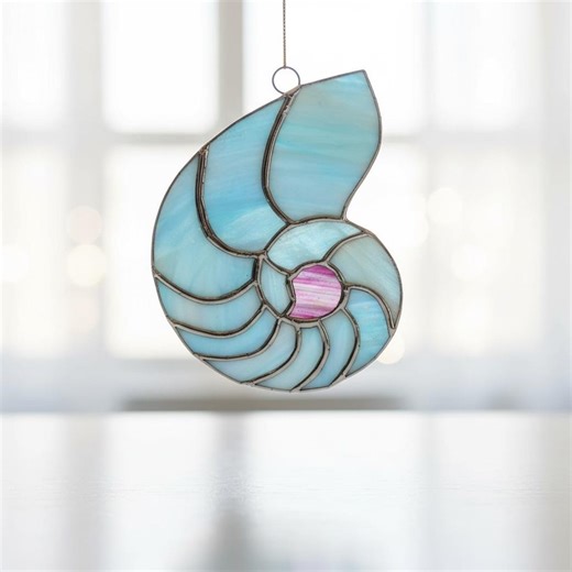 NEW Sea Shell Stained Glass Window Sun Catcher Garden and Patio Decor - Etsy