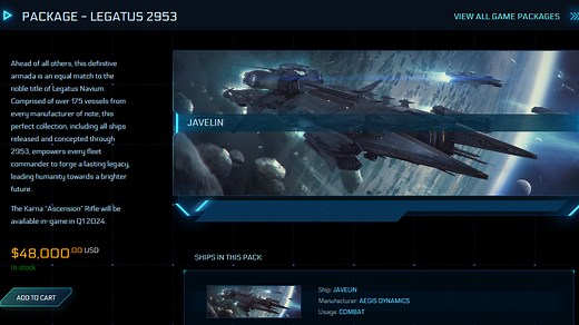 A complete (so far) Star Citizen ship collection now costs $48,000