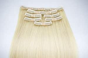 HAIR COUTURE Avanti Clip Extension – 100% Real Human Remy Long Hair 7 Piece Pure Clip Straight 18" Hairpiece for Women CLPC18-4