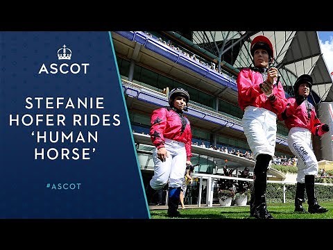 Stefanie Hofer Rides An Amazing 'Human Horse' Sculpture at Ascot Racecourse