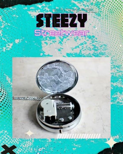 Music Box Locket Winter Scene Necklace: Deer, Trees, Moon