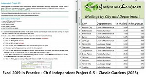 Excel 2019 In Practice - Ch 6 Independent Project 6-5 - Classic Gardens and Landscapes (Update 2025)