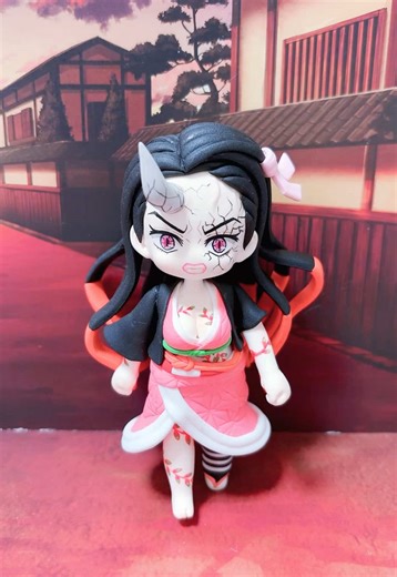 Chibi Awakened Nezuko Clay Art Creation