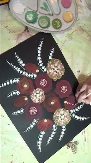 Dot painting Acrylic Tutorial for beginners. Very simple lilies of the valley flowers for beginners