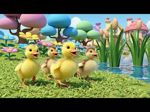 Five Fluffy Ducklings Waddle Waddle Waddle | Animal Sounds & Counting Song for Kids