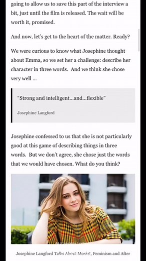 Jo’s interview answers for Fangirlish published today on Feb. 26, 2021 #josephinelangford #moxiemovie #aftermovie #awc #awf #aeh #fyp #feminism #new | Josephinee Langford
