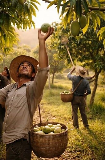 Satisfying Mango Harvest – Workers Picking Fresh Mangoes!