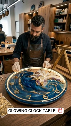 I Turned Resin Into a Glowing Luxury Clock Table! ⏰✨ #shorts