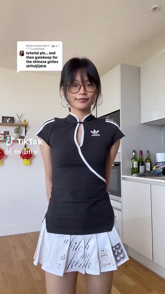 Upcycle Adidas Sweatshirt into Chinese Qipao Top Tutorial
