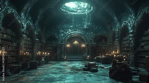 mysterious study ancient tomes, library mists, softly pulsing energy, secret chamber stream starting soon screen, overlay loop, 4K time-lapse animated virtual backgrounds wallpaper