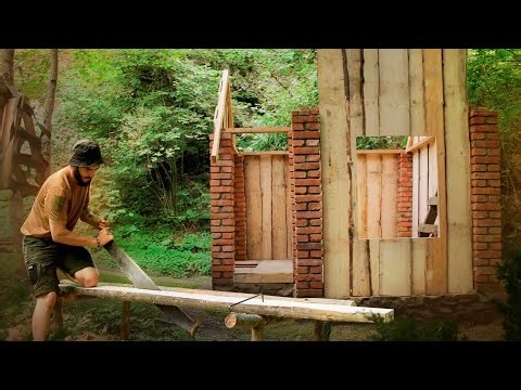 Manual sawmill. I build my life in the forest. Primitive technologies