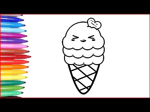 Eiscreme Ausmalbilder | Eis kawaii malen für kinder | Kawaii zeichnen malvideos