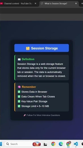 🗂️ What is Session Storage? | JavaScript Interview Question