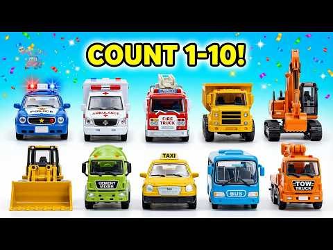 🚒 Toy Truck Counting Mission! Learn Numbers 1 to 10 with Vehicles 🚓