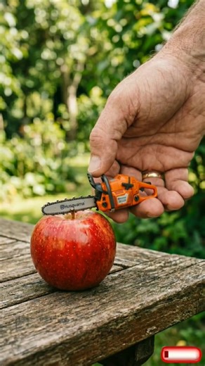 Tiny Chainsaw vs Apple 🍎 #shorts #asmr #edit #ai