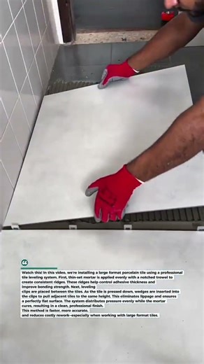 Large Format Tile Installation Perfectly Level! #tiling #construction #DIY