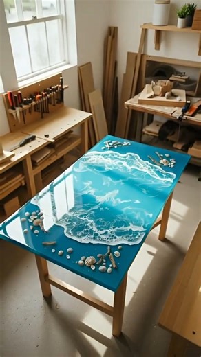 Pouring the Ocean Into a Table | Real Shells Epoxy Ocean Table Build #tabletop #tabletopdesign
