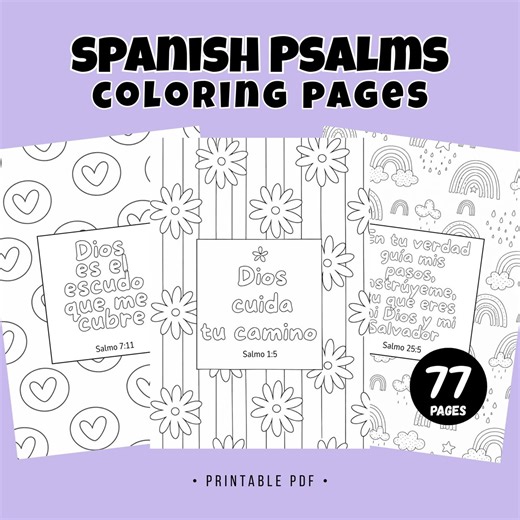 77 Spanish Psalms Coloring Pages Bundle. Christian Activities. Digital Download. Christian Phrases - Etsy